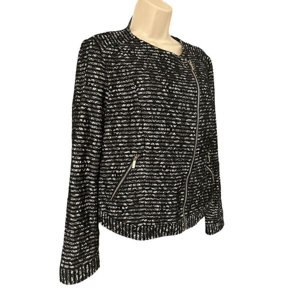 The Limited Textured Black And White Zip Up Jacket Womens Medium - Picture 2 of 11